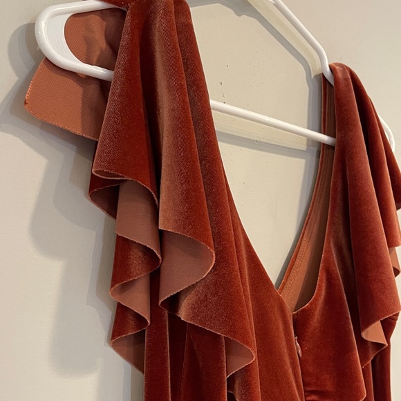 June & Hudson Velvet Dress in Rust Size M - Picture 6 of 7